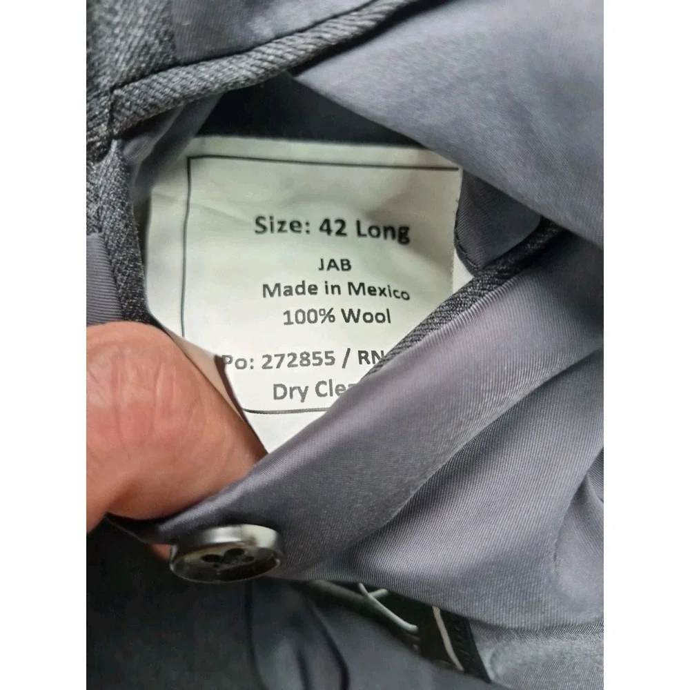 Jos A Bank Mens Tailored Fit Wool Sports Coat 42L Gray 2 Button Blazer